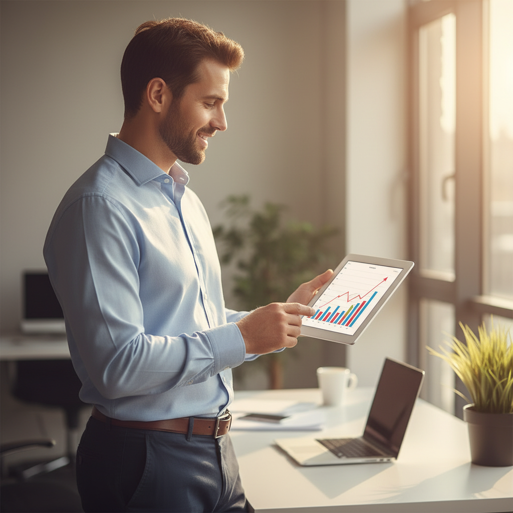 Entrepreneur suivant ses comptes